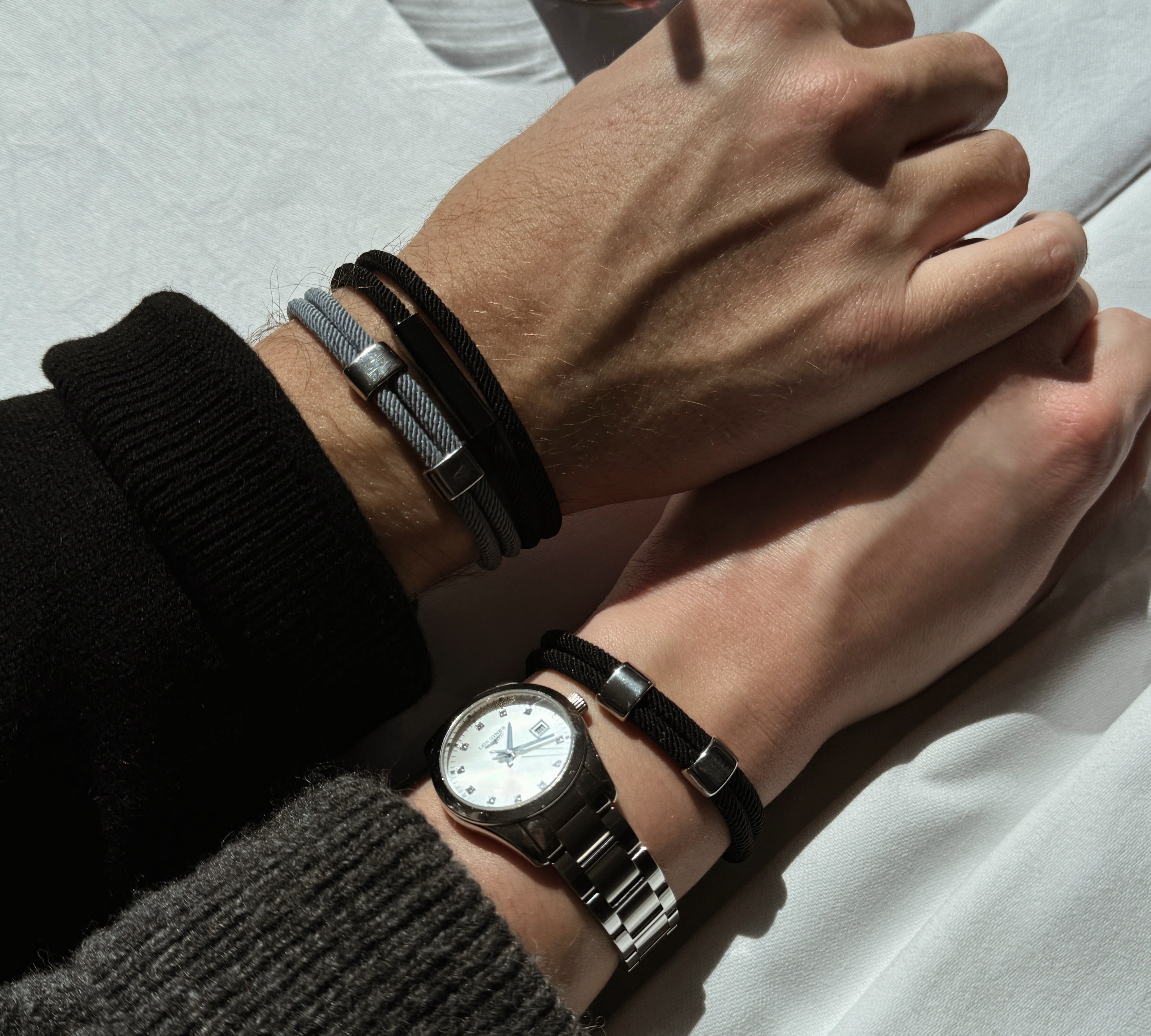 Bracelet duo en acier inoxydable idée cadeau pour anniversaire de rencontre