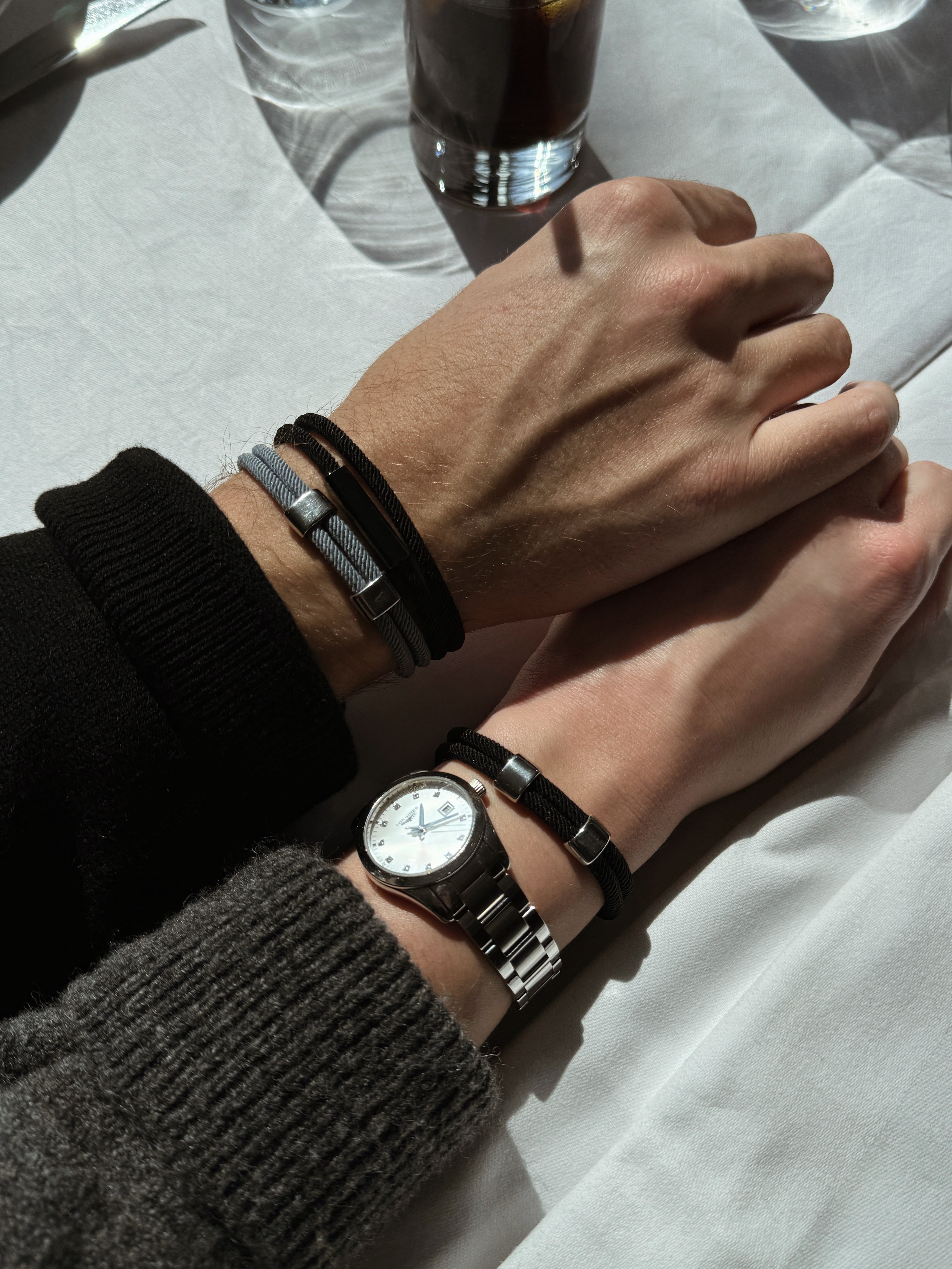 Bracelet duo en acier inoxydable idée cadeau pour anniversaire de rencontre