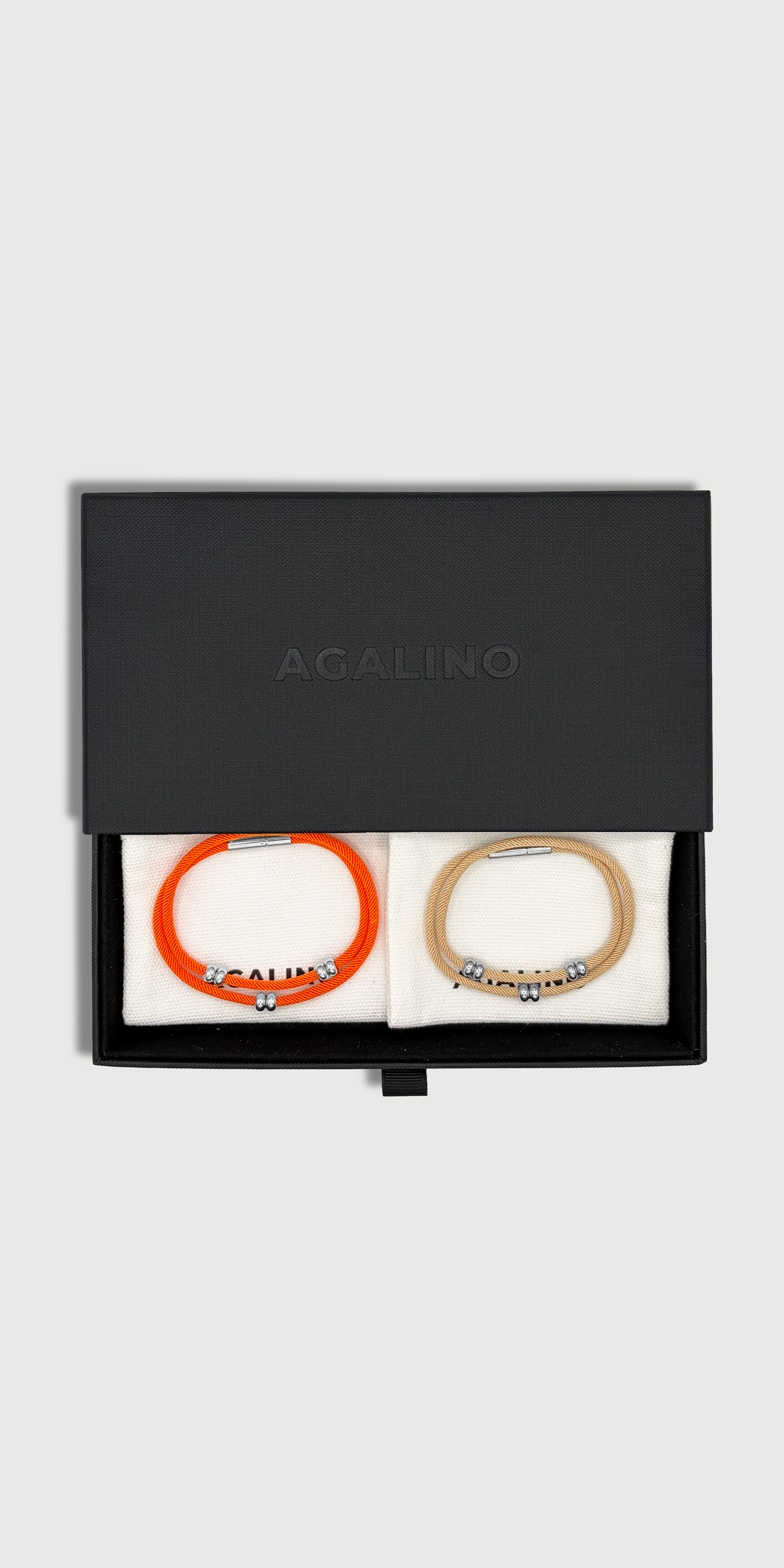 Page accueil site AGALINO visuel coffret bracelets cordons Bliss