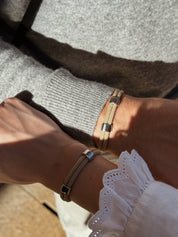 duo couple bracelets cordons couleur beige assortis homme femme - marque AGALINO - fait main en France