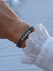 photo bracelet cordon bleu gris résistant à l'eau