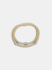 Bracelet cordon Bliss Beige avec perles argentées mobiles - AGALINO fait main en Provence