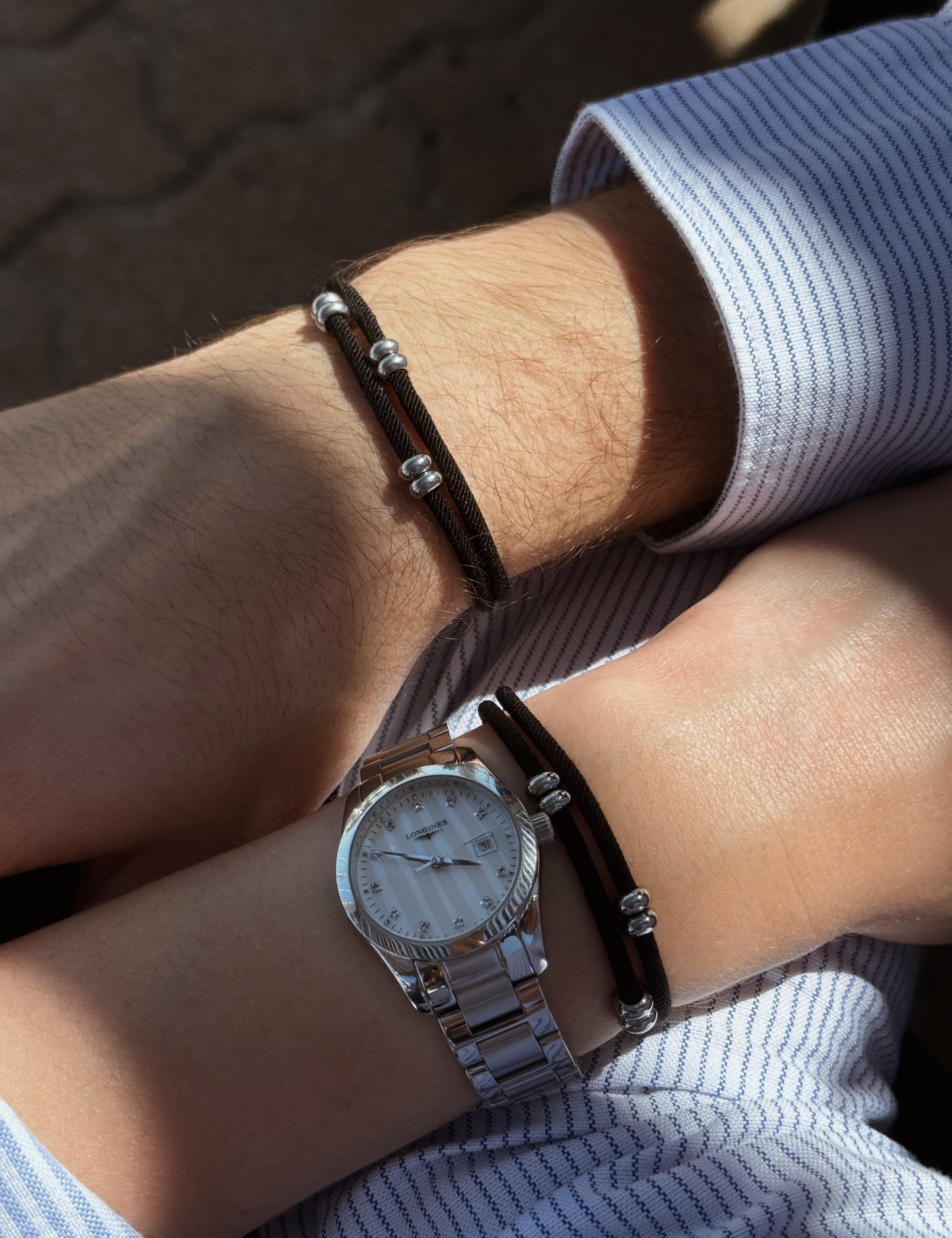 duo de bracelets cordons couleur noir de la marque AGALINO, modèle Bliss, couple