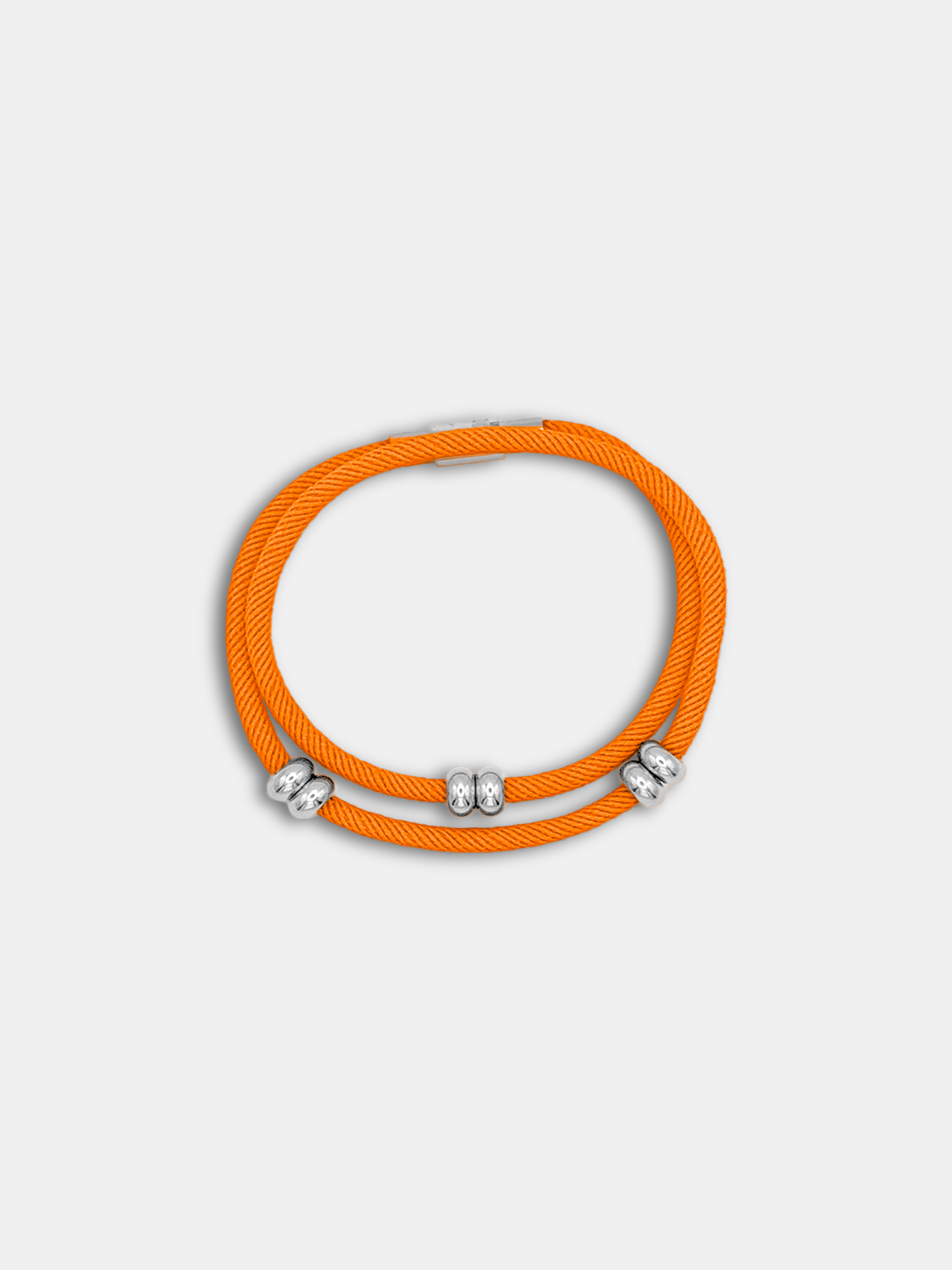 Bracelet cordon Bliss Orange avec perles argentées mobiles - AGALINO fait main en Provence