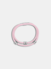 Bracelet cordon Bliss Rose Pastel avec perles argentées mobiles - AGALINO fait main en Provence