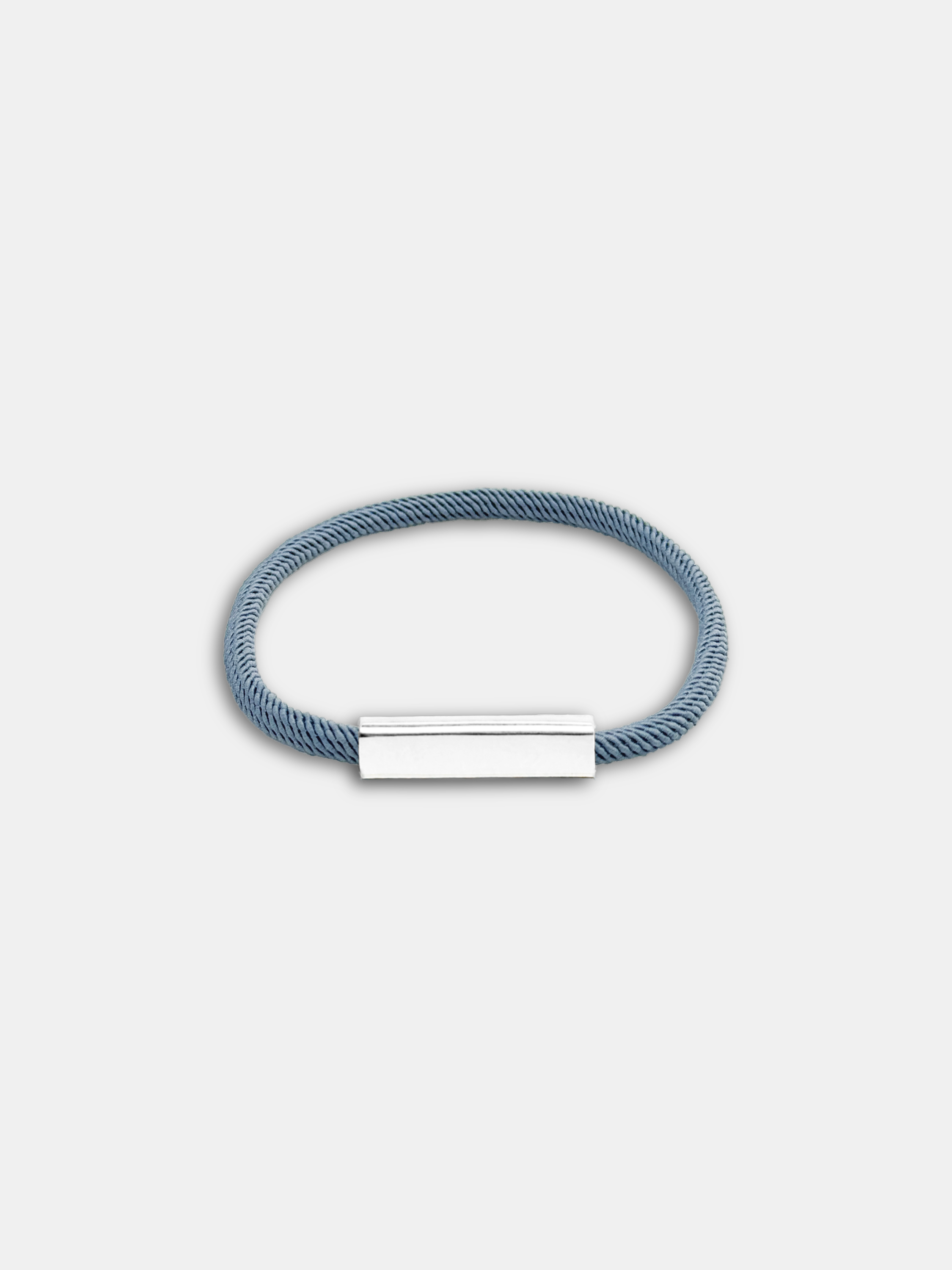 Détail du bracelet cordon Essential Bleu Gris fermoir acier inoxydable waterproof - Bijou assemblé main AGALINO