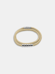 Détail du bracelet cordon Five Beige waterproof - Bijou artisanal AGALINO