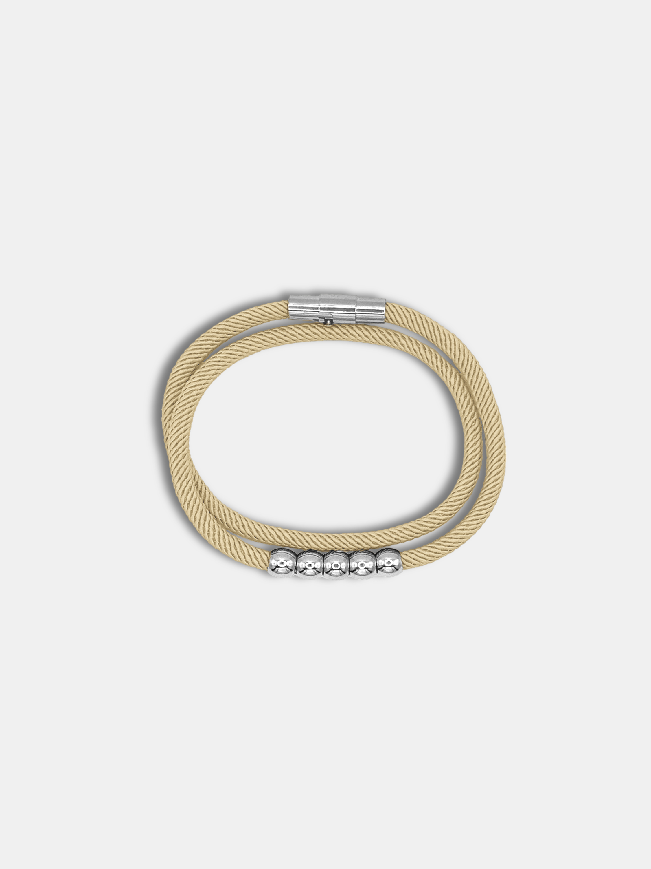 Bracelet cordon Five Beige au style luxueux et épuré - Création artisanale AGALINO