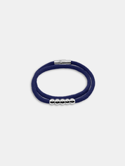 Détail du bracelet cordon Five Bleu Nuit waterproof - Bijou artisanal AGALINO