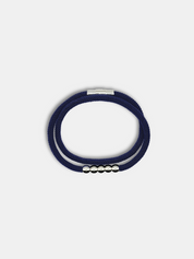 Bracelet cordon Five Bleu Nuit au style luxueux et épuré - Création artisanale AGALINO