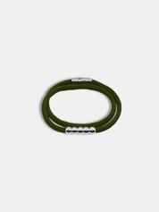Détail du bracelet cordon Five Kaki waterproof - Bijou artisanal AGALINO