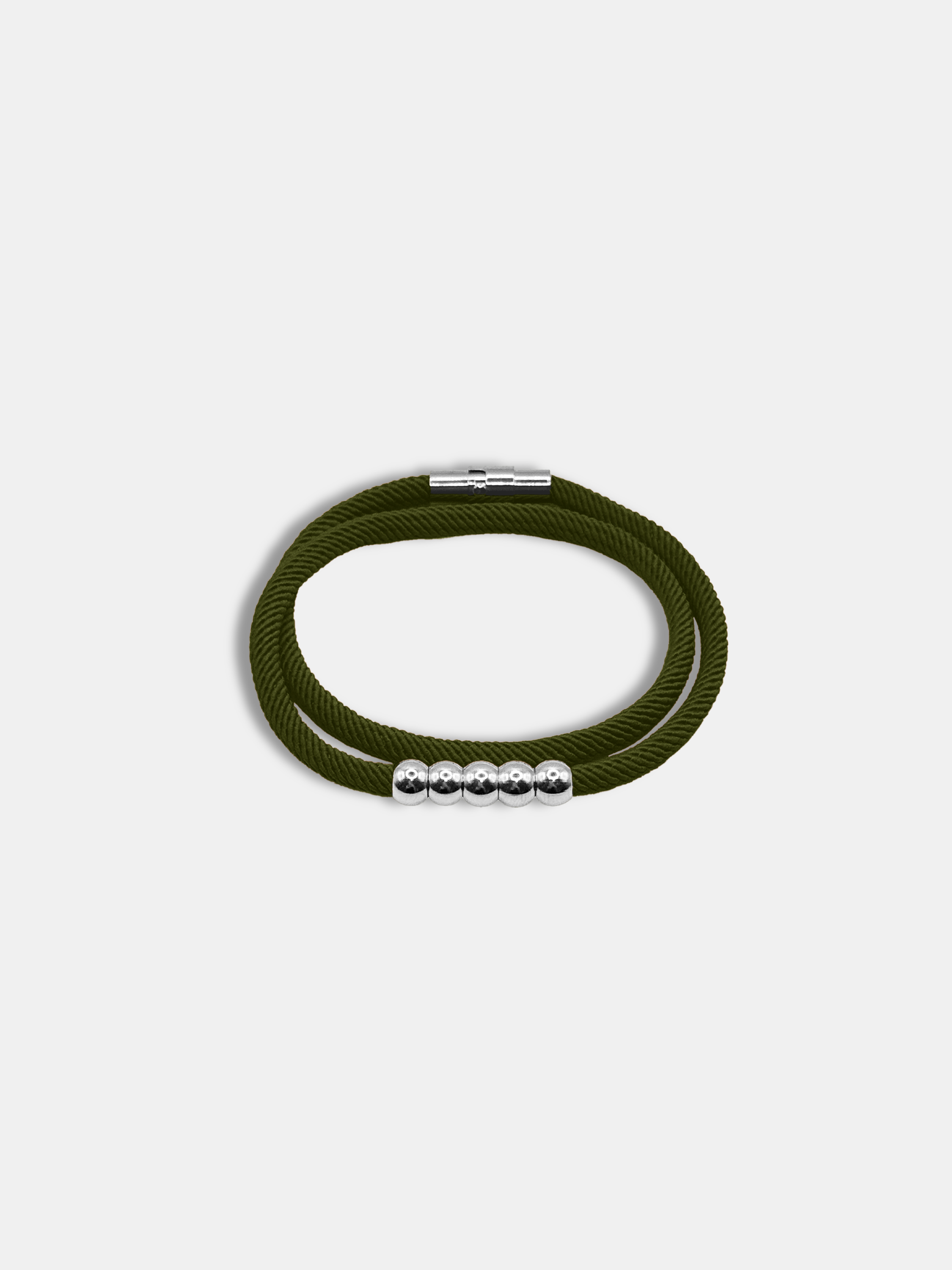 Détail du bracelet cordon Five Kaki waterproof - Bijou artisanal AGALINO