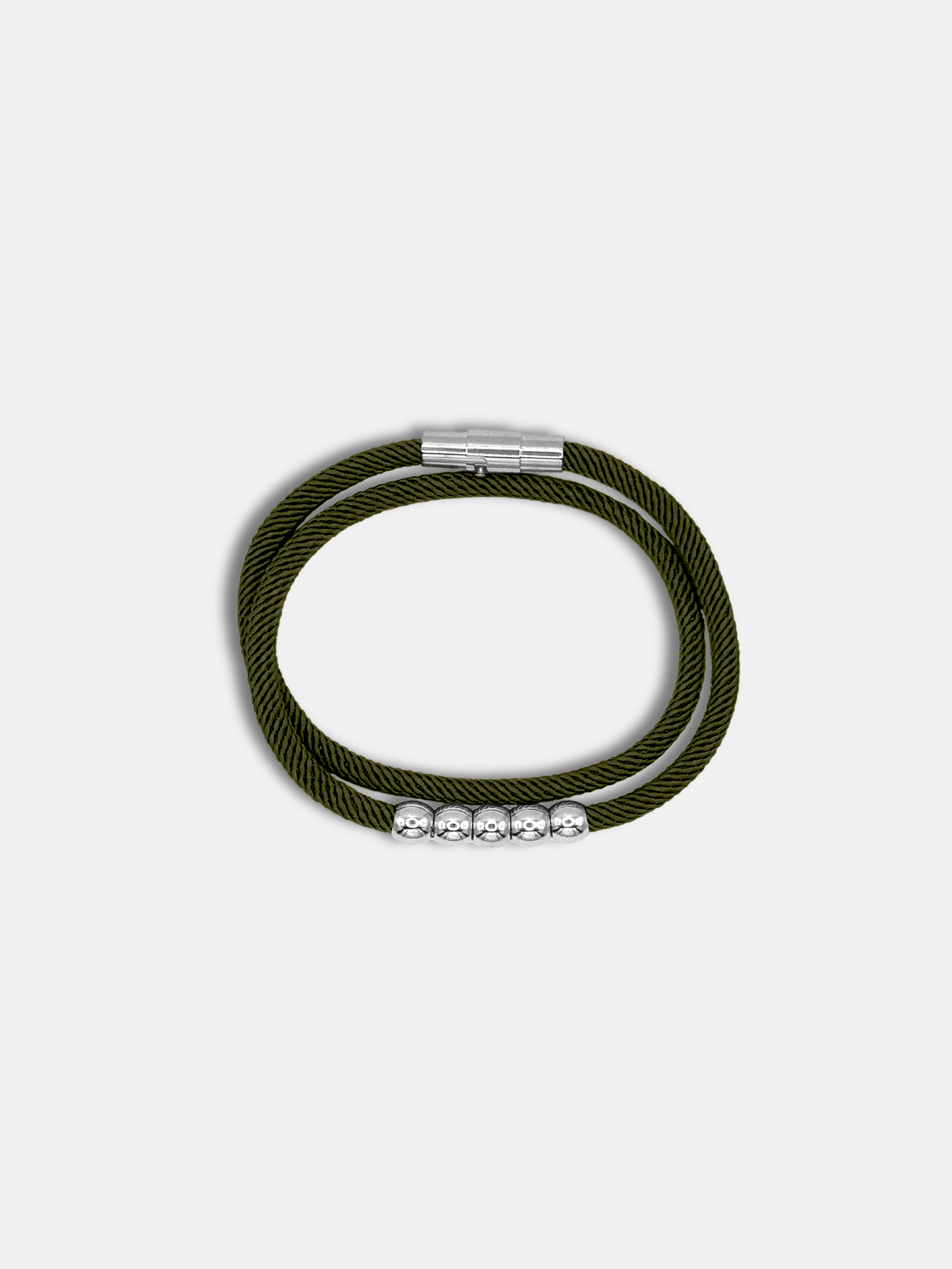 Bracelet cordon Five Kaki au style luxueux et épuré - Création artisanale AGALINO