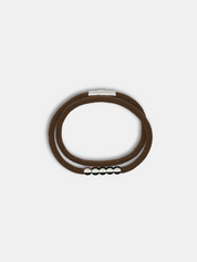 Bracelet cordon Five Marron au style luxueux et épuré - Création artisanale AGALINO