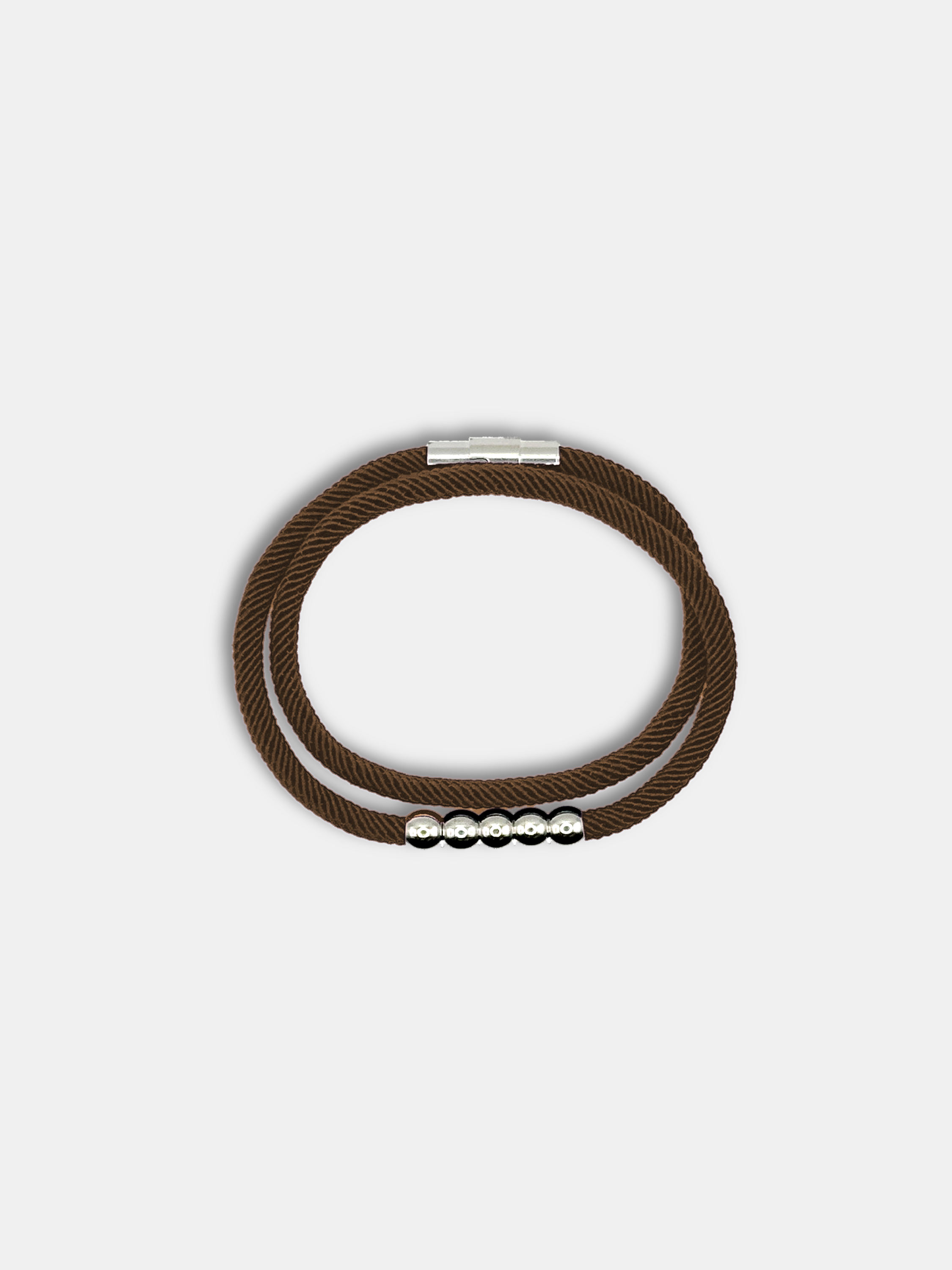 Bracelet cordon Five Marron au style luxueux et épuré - Création artisanale AGALINO