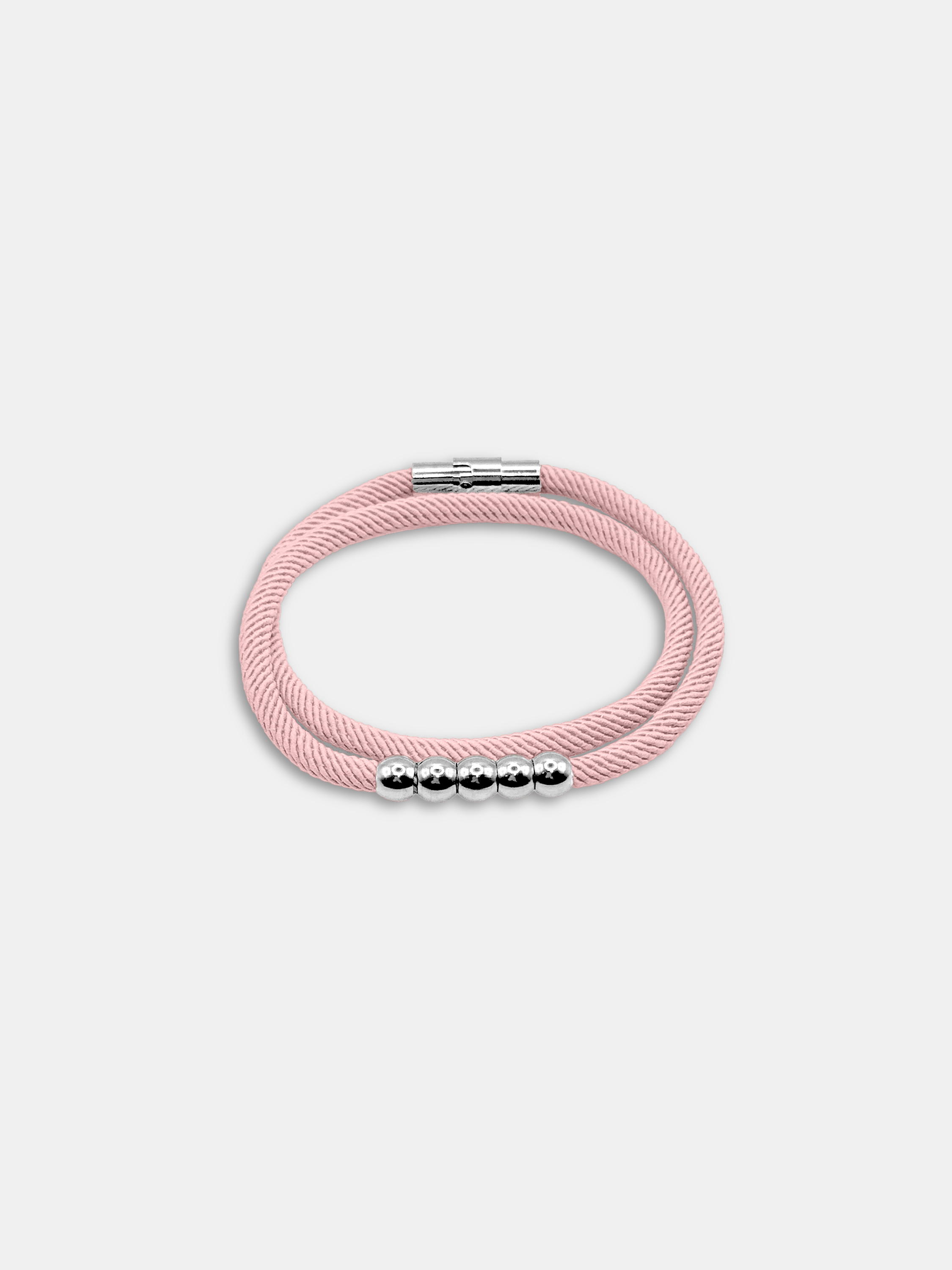 Détail du bracelet cordon Five Rose Poudré waterproof - Bijou artisanal AGALINO