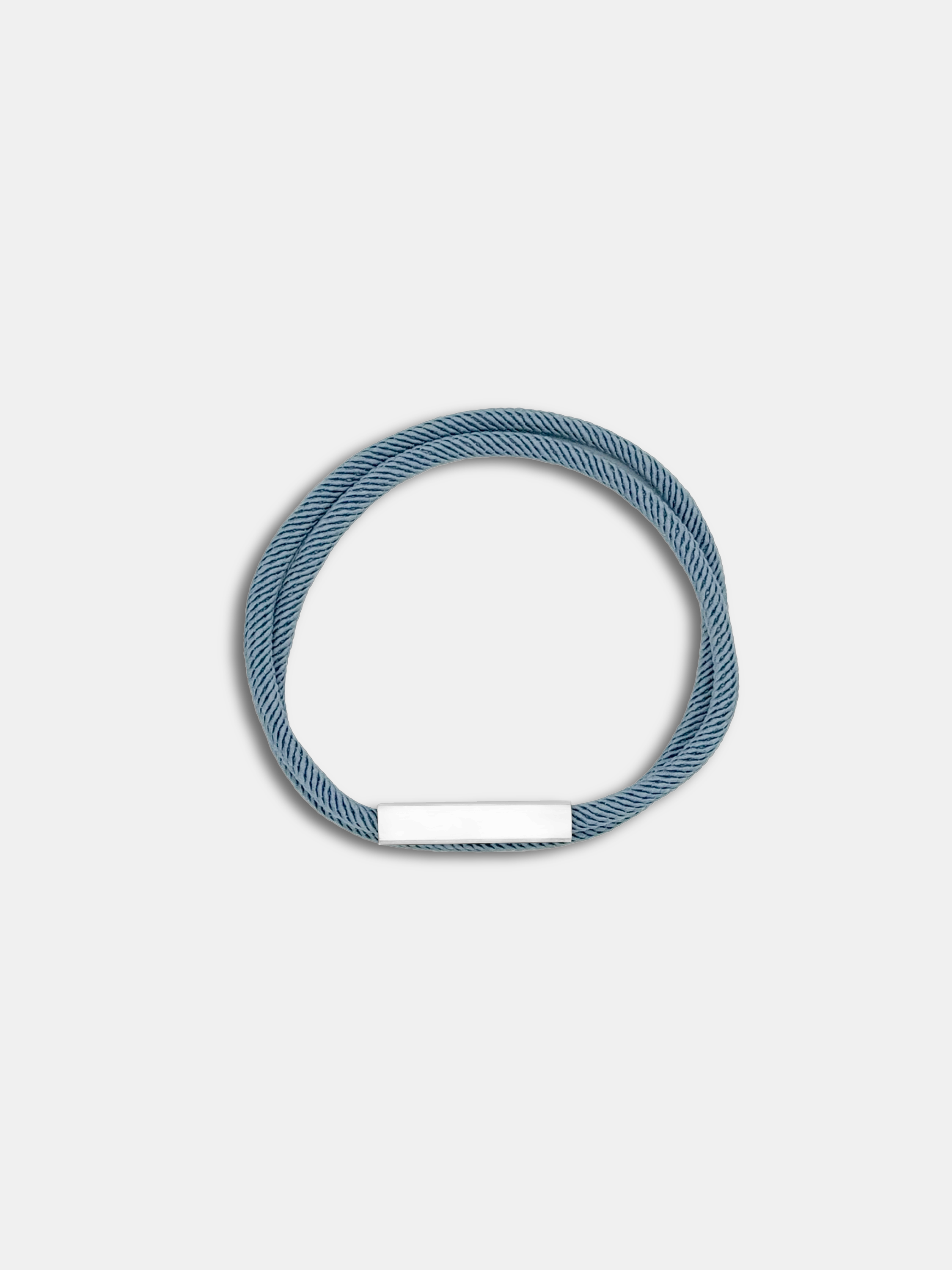 Bracelet cordon Link Bleu Gris avec fermoir rectangulaire argenté - Symbole de lien AGALINO