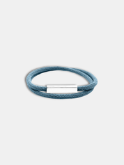 Détail du bracelet cordon Link Bleu Gris fermoir waterproof - Bijou assemblé main AGALINO