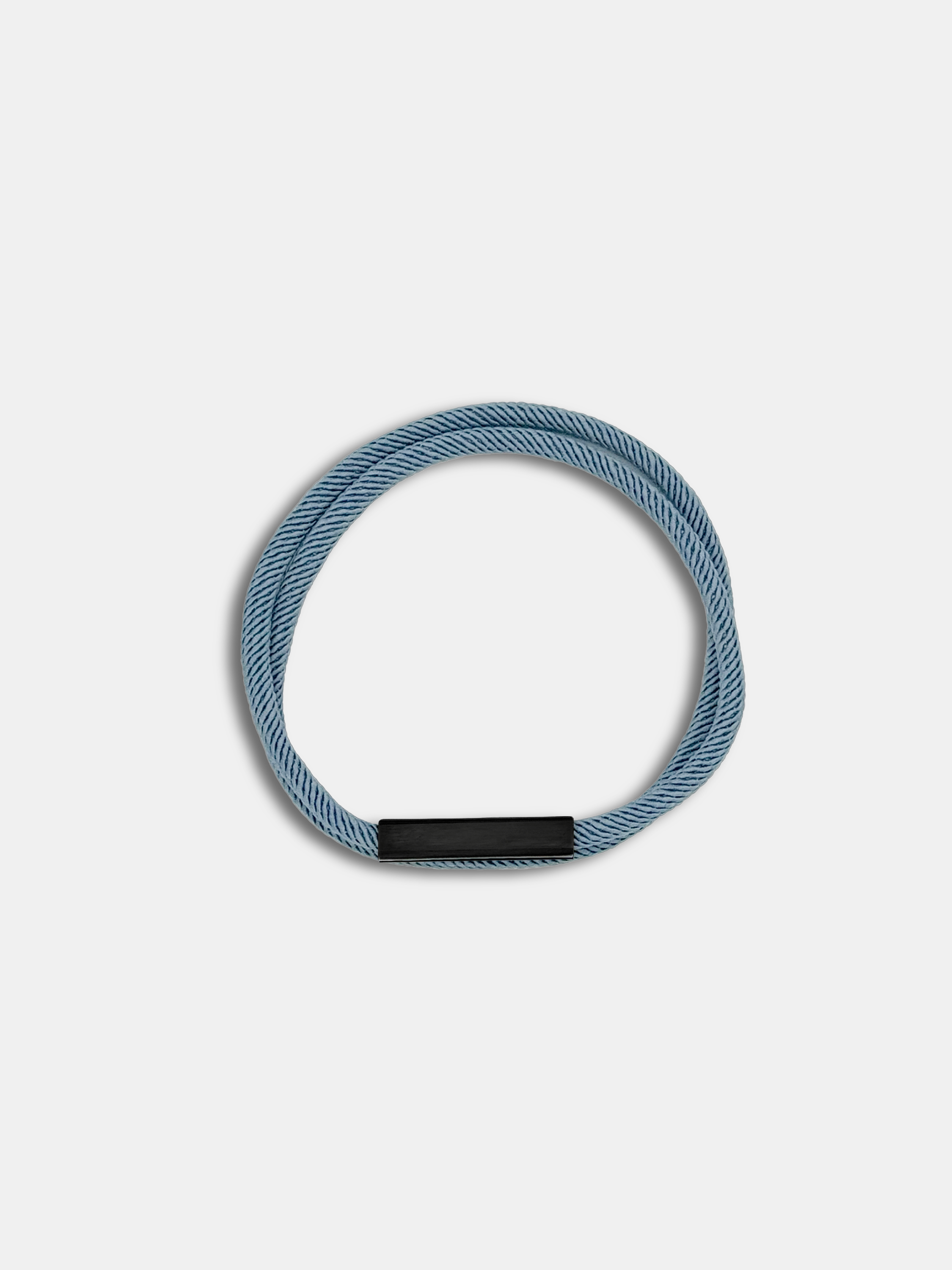 Bracelet cordon Link Bleu Gris avec fermoir rectangulaire noir - Symbole de lien AGALINO