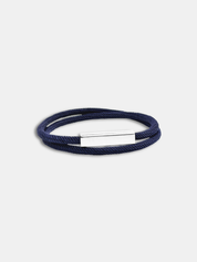 Détail du bracelet cordon Link Bleu Nuit fermoir argenté waterproof - Bijou artisanal AGALINO