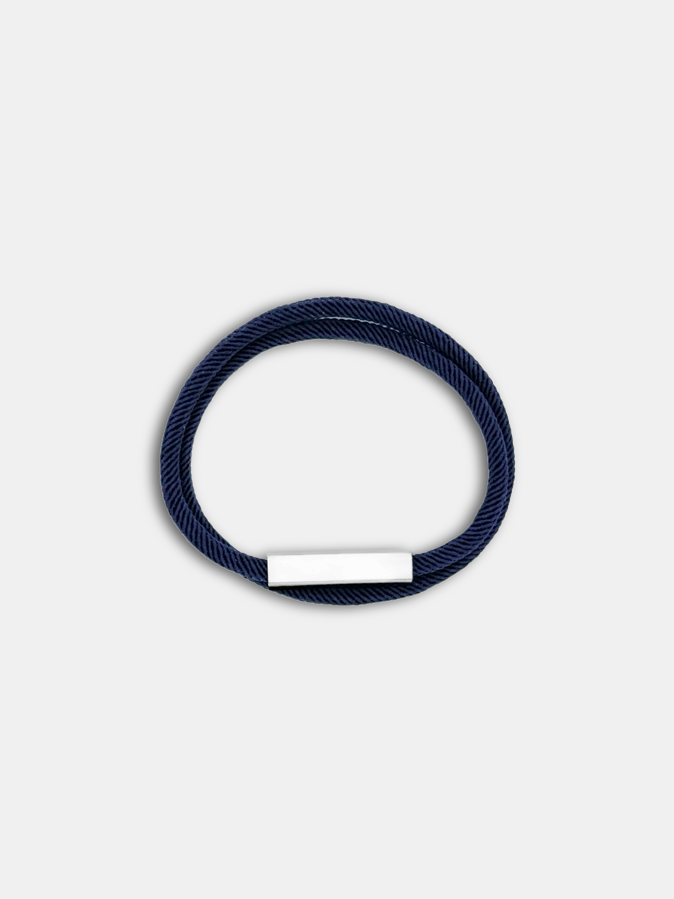 Bracelet cordon Link Bleu Nuit avec fermoir rectangulaire argenté - Symbole de lien AGALINO