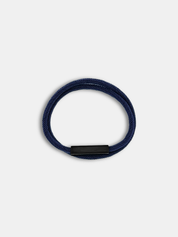 Bracelet cordon Link Bleu Nuit avec fermoir rectangulaire noir - Symbole de lien AGALINO