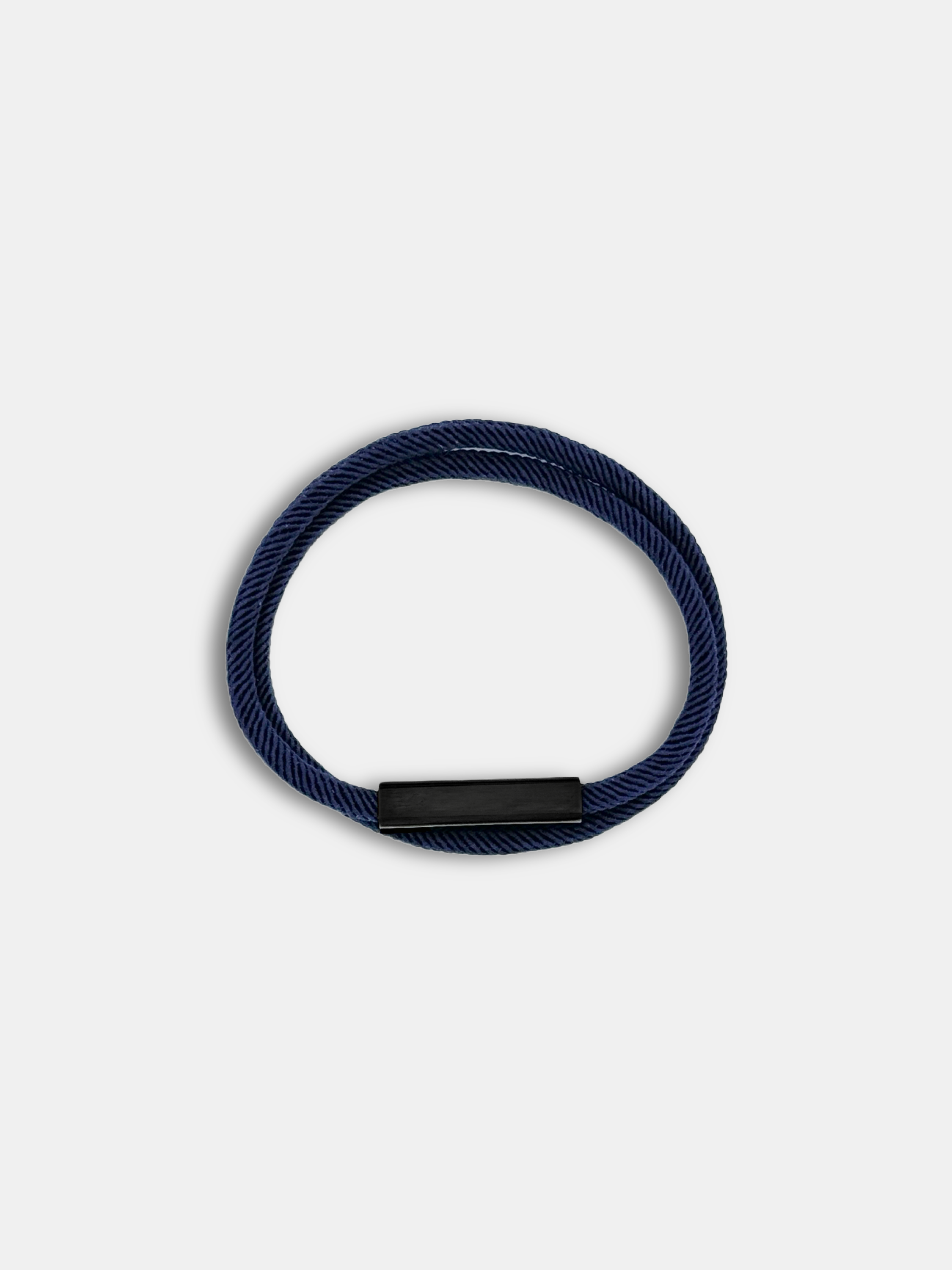 Bracelet cordon Link Bleu Nuit avec fermoir rectangulaire noir - Symbole de lien AGALINO