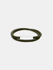 Détail du bracelet cordon Link Kaki fermoir argenté waterproof - Bijou artisanal AGALINO