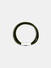 Bracelet cordon Link Kaki avec fermoir rectangulaire argenté - Symbole de lien AGALINO