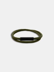 Détail du bracelet cordon Link Kaki fermoir Noir Intense waterproof - Bijou artisanal AGALINO