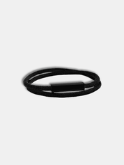 Détail du bracelet cordon Link Noir fermoir  noir Intense waterproof - Bijou artisanal AGALINO