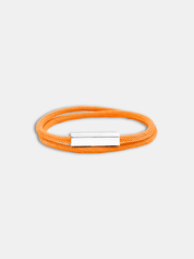 Détail du bracelet cordon Link Orange fermoir argenté waterproof - Bijou artisanal AGALINO