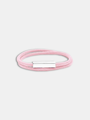 Détail du bracelet cordon Link Rose Pastel fermoir waterproof - Bijou assemblé main AGALINO