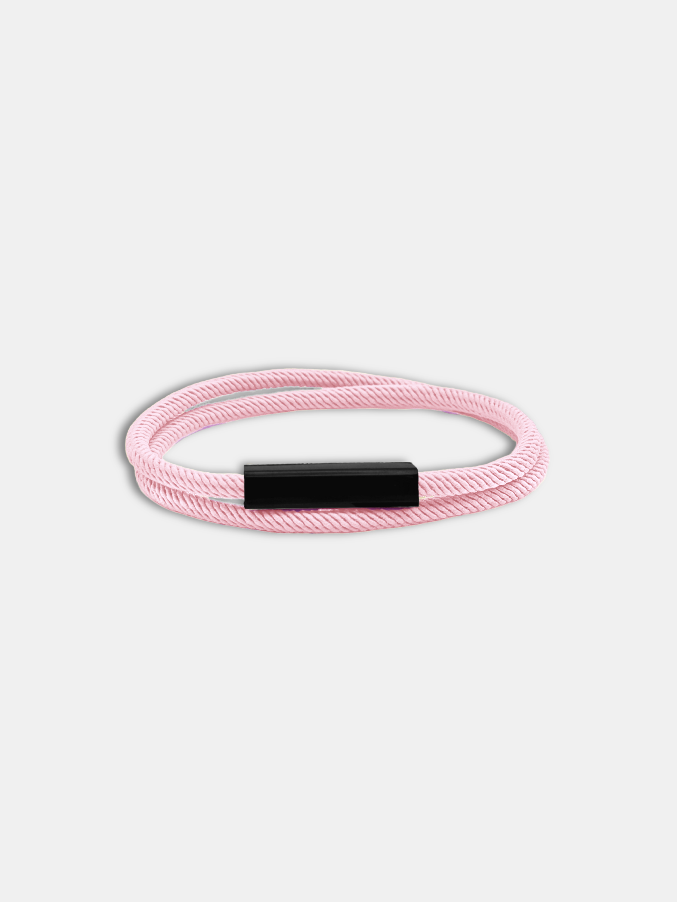 Détail du bracelet cordon Link Rose Pastel fermoir noir Intense waterproof - Bijou artisanal AGALINO