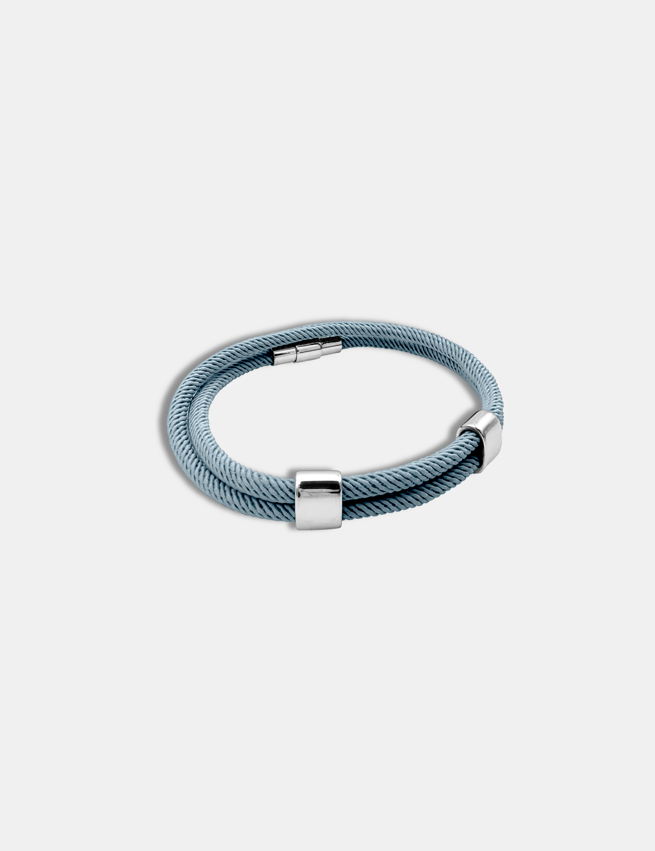 Détail du bracelet cordon Timeless Bleu Gris waterproof - Bijou artisanal AGALINO