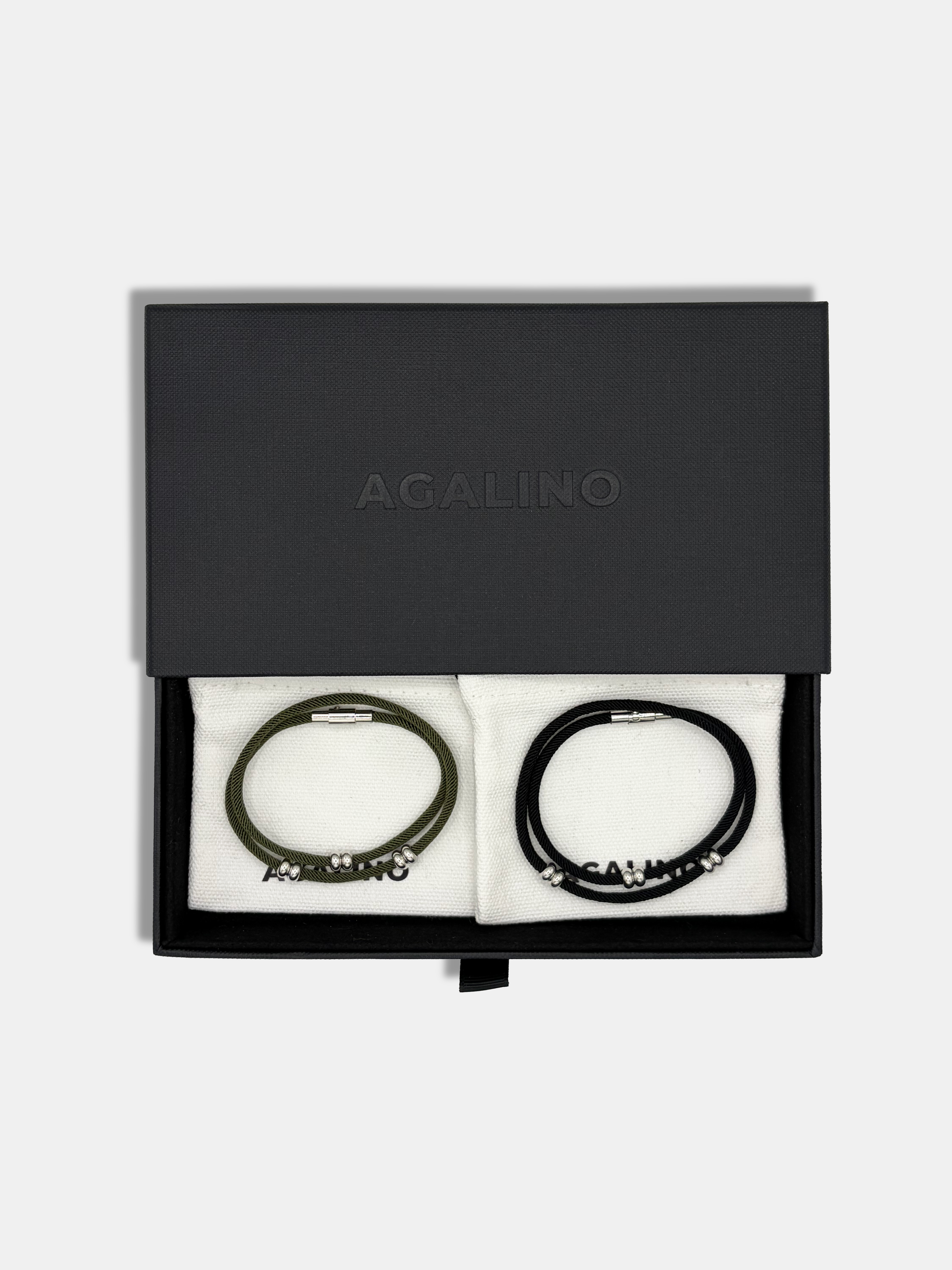 Coffret Duo de bracelets cordons assortis pour couple - Modèle Bliss - Cadeau symbolique fait main en France par AGALINO