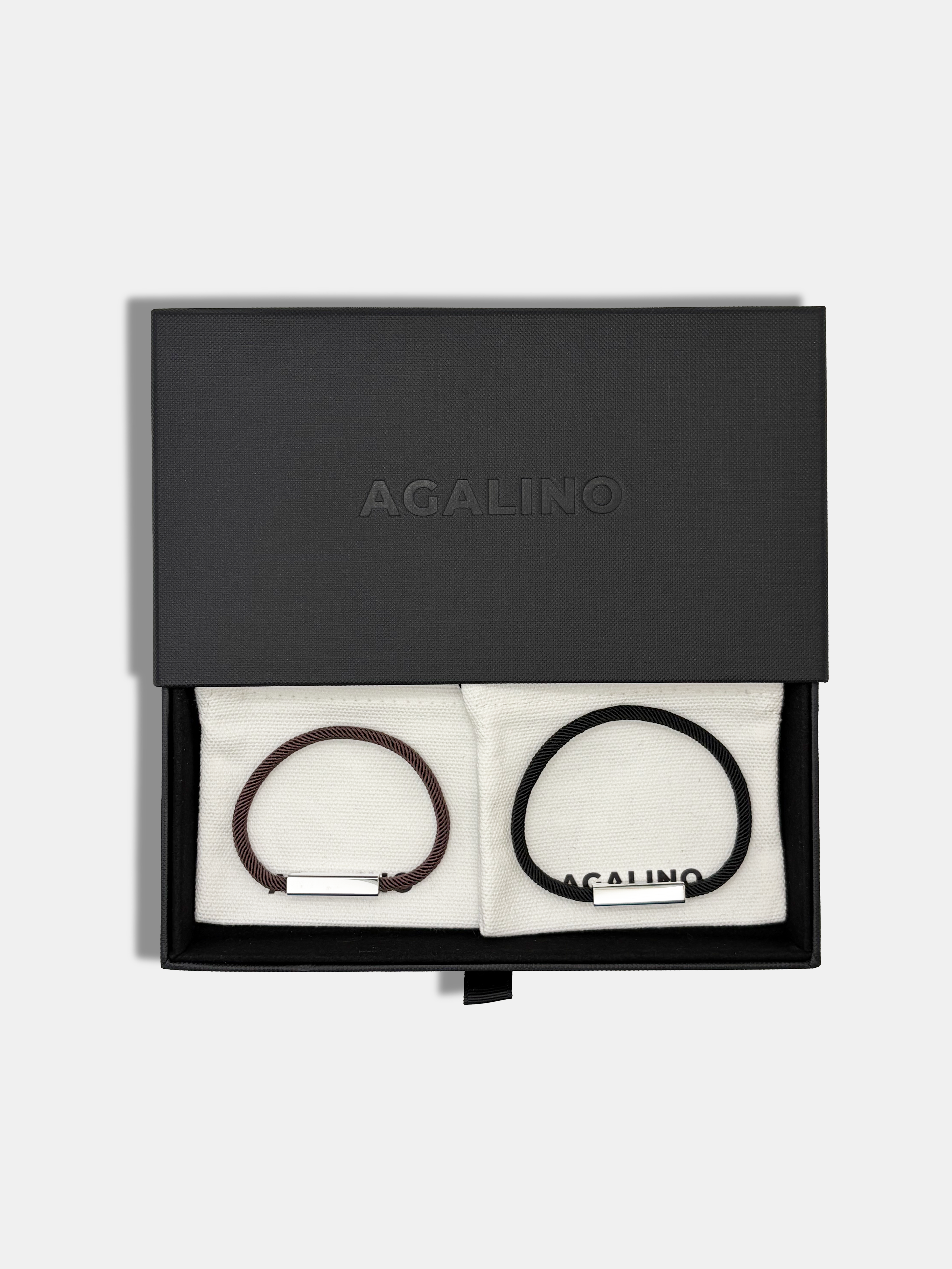 Coffret Duo de bracelets cordons assortis pour couple - Modèle Essential - Cadeau symbolique fait main en France par AGALINO