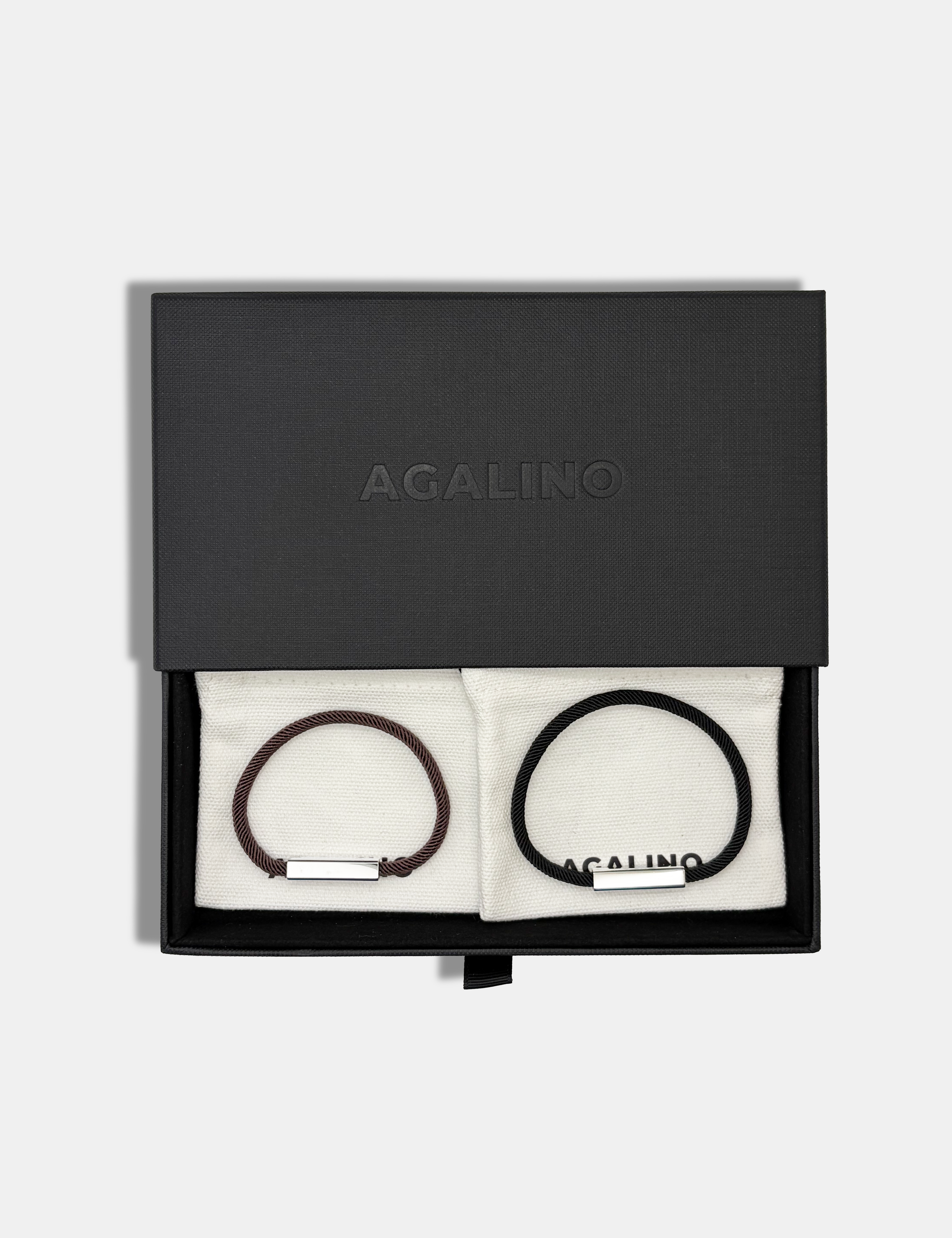 Coffret Duo de bracelets cordons assortis pour couple - Modèle Essential - Cadeau symbolique assemblé main en France par AGALINO