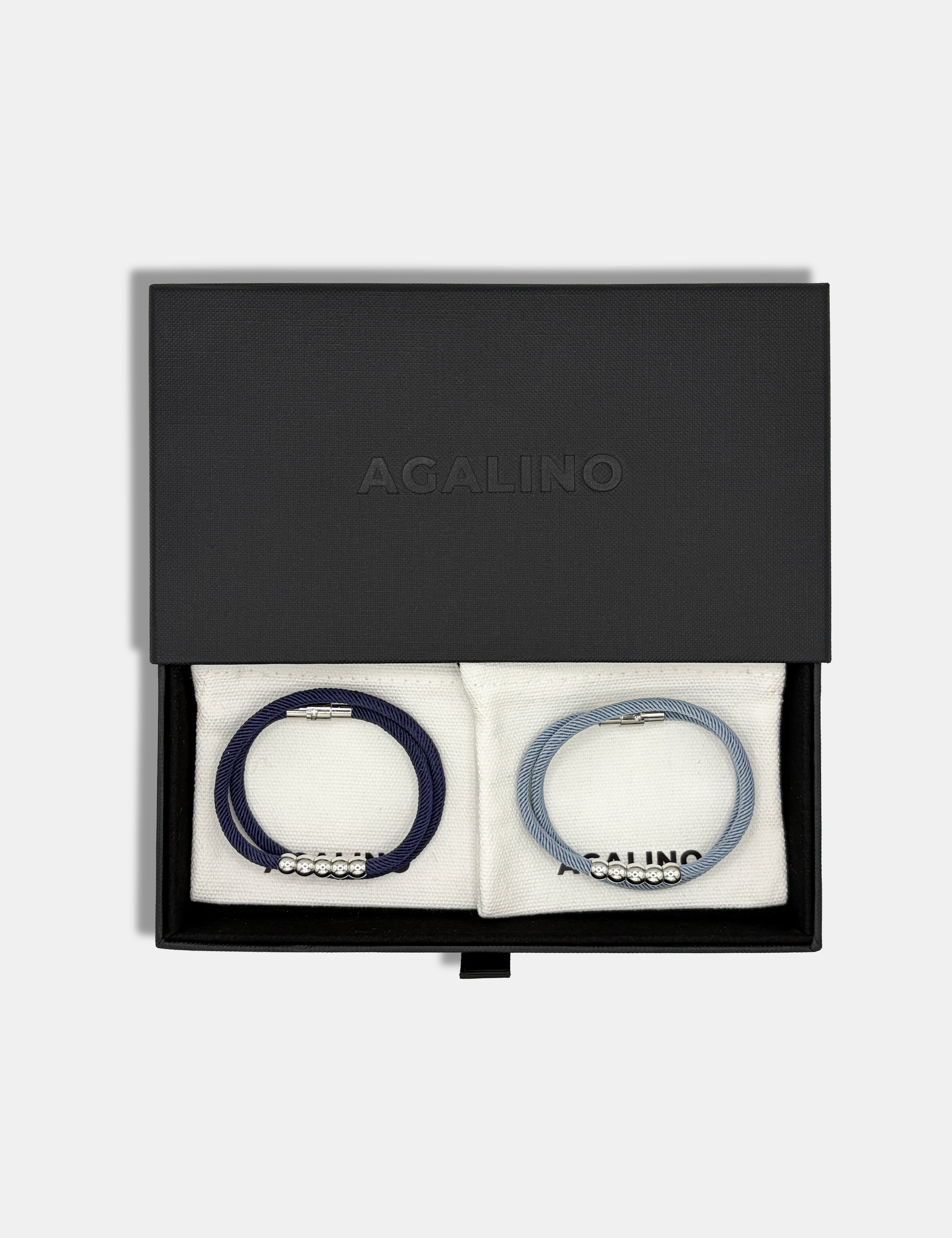 Coffret Duo de bracelets cordons assortis pour couple - Modèle Five - Cadeau symbolique fait main en France par AGALINO