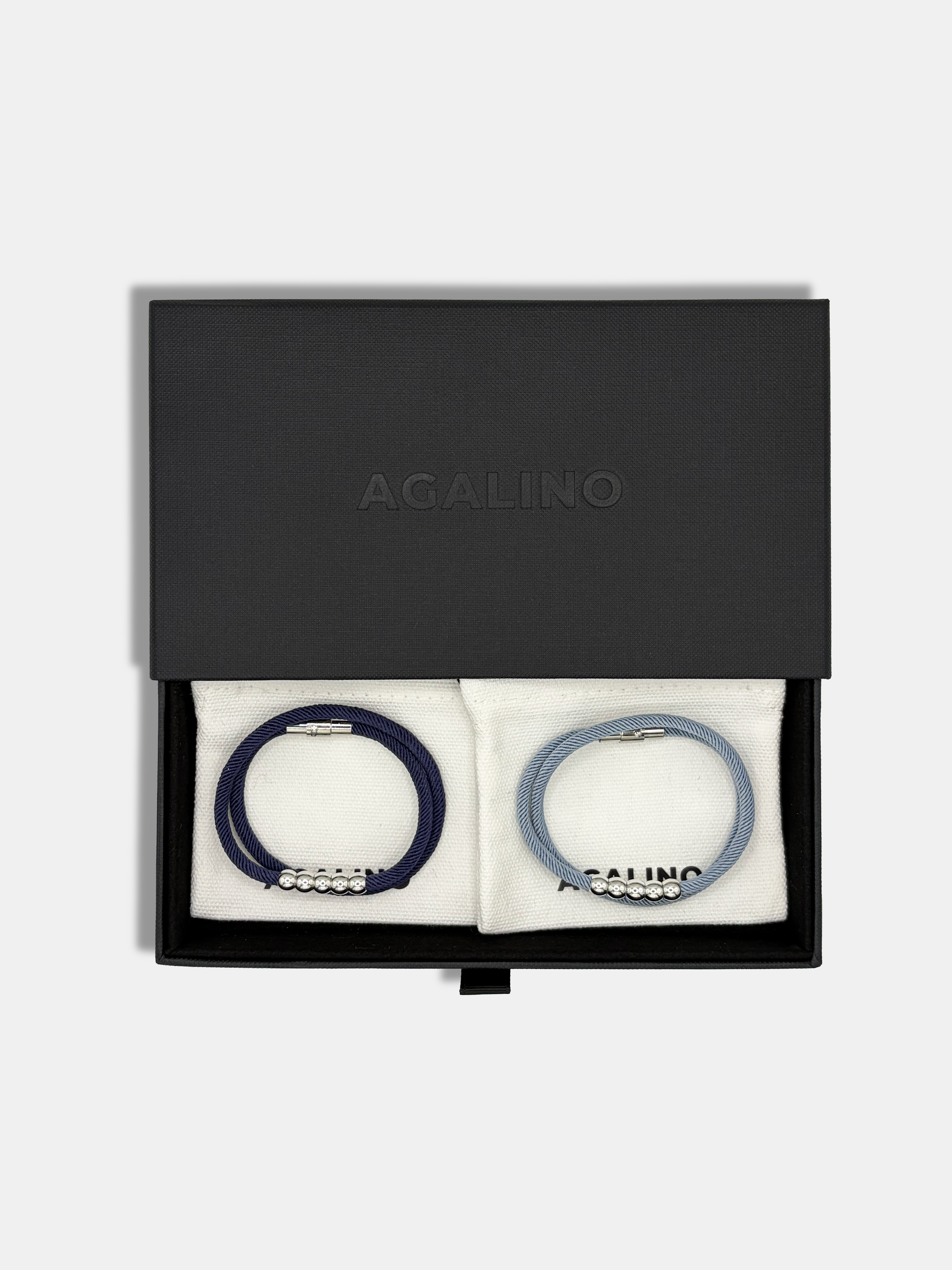 Coffret Duo de bracelets cordons assortis pour couple - Modèle Five - Cadeau symbolique fait main en France par AGALINO
