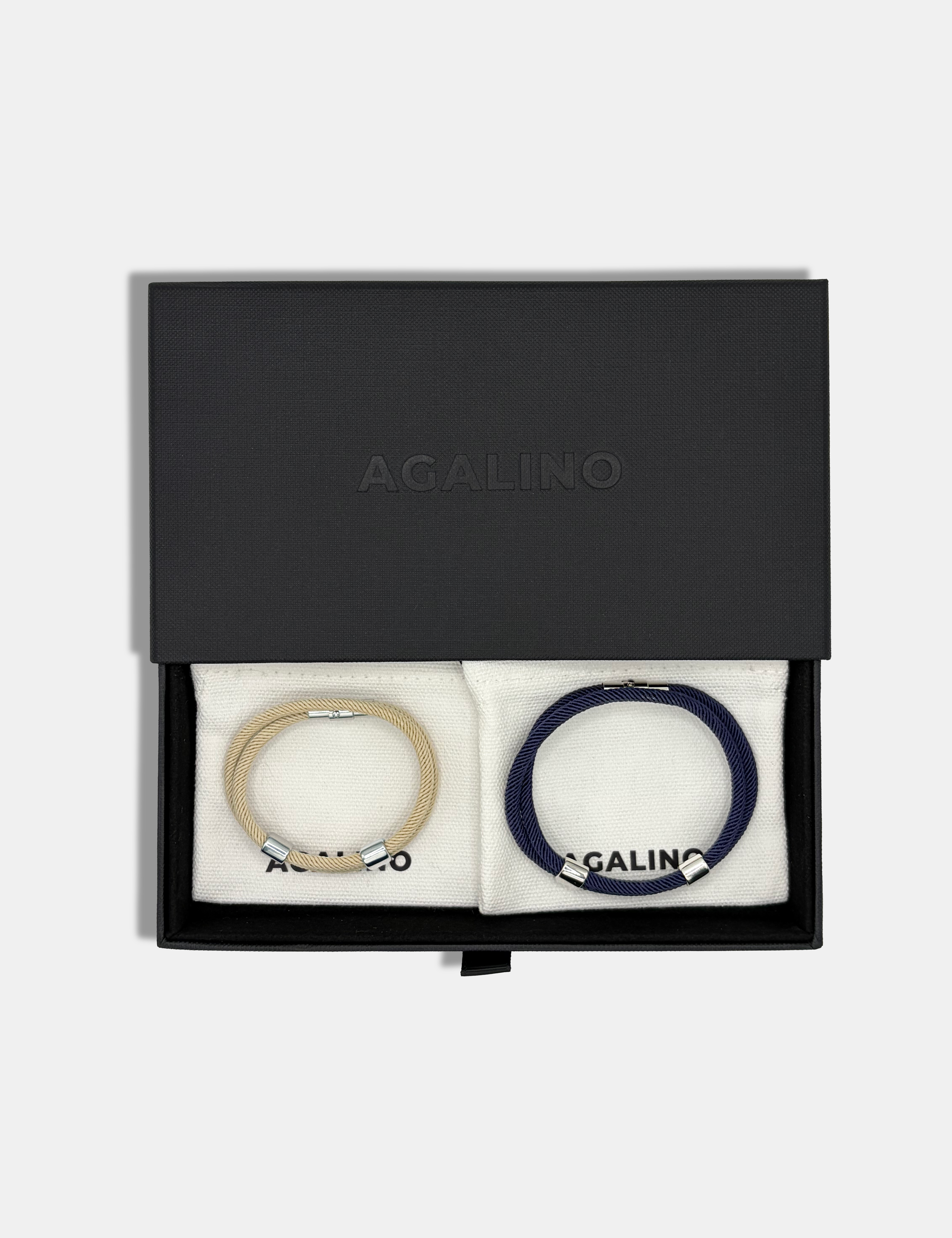 Coffret Duo de bracelets cordons assortis pour couple - Modèle Timeless - Cadeau symbolique fait main en France par AGALINO