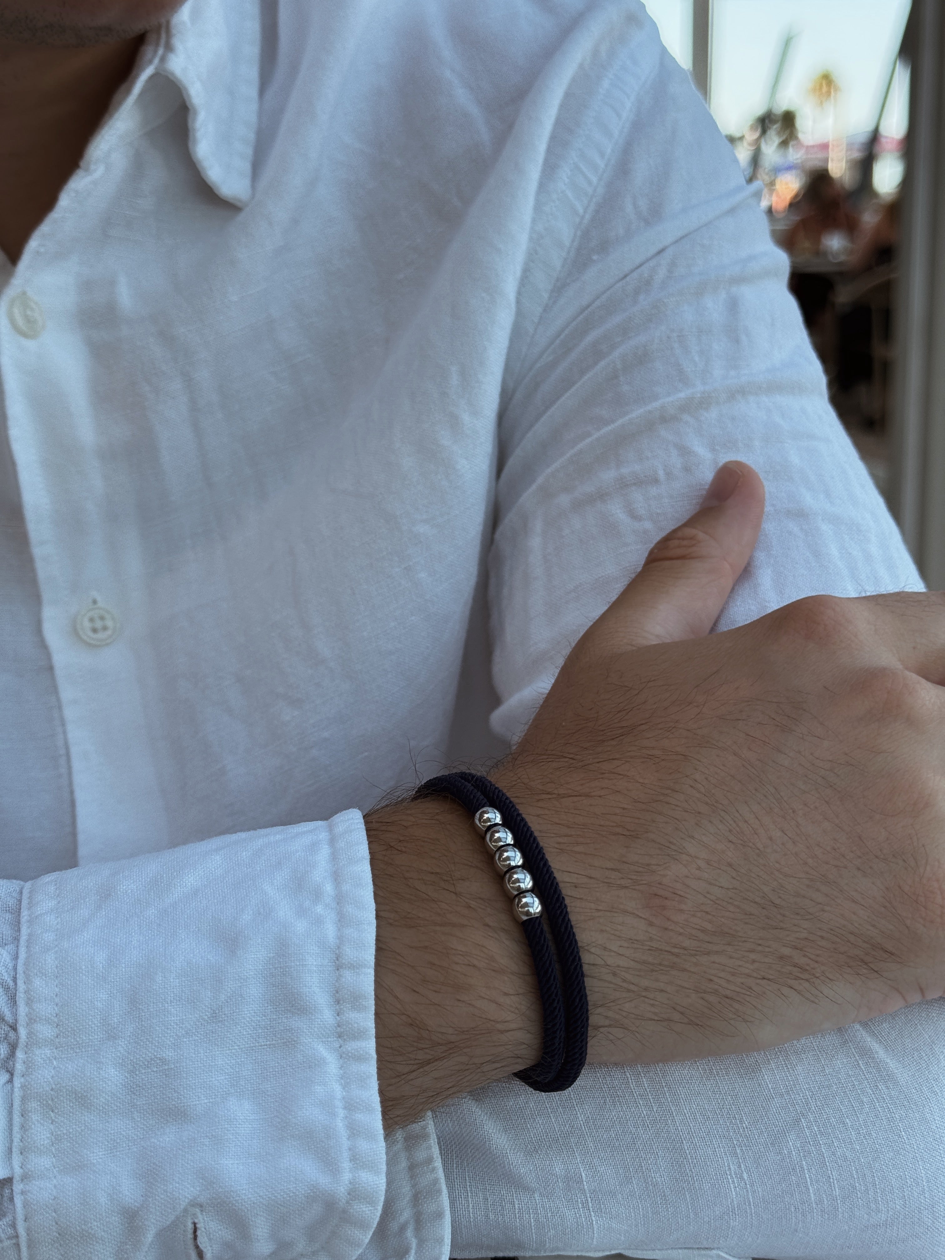 Bracelet cordon homme Five Bleu résistant proposé par AGALINO